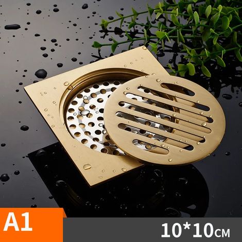 (10x10cm A1)Bathroom floor shower drain waste floor drain Anti-odor Bathtub Shower Drainer Stainless Steel Square drainage (1/4)