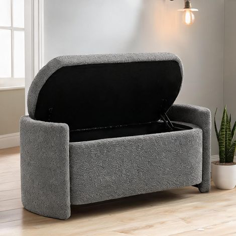 Pouf coloris gris en polyester Eukalyptusholz 105 x 44 x 45,5 cm (1/5)