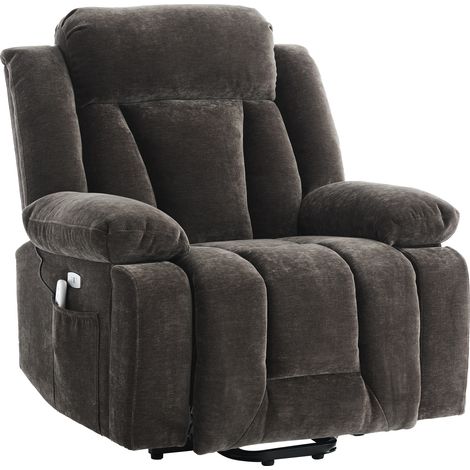 Poltrona relax elettrica massaggiante 95x94x107 cm marrone in tessuto con sollevamento (1/5)