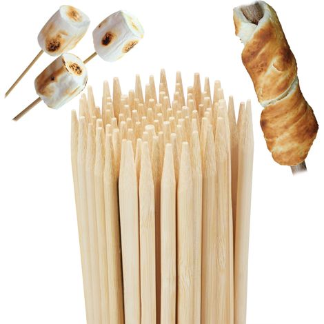 Relaxdays bamboo skewers, 100 kebab sticks, 90 cm extra-long wooden BBQ skewers, chicken skewers Ø 7 mm, natural finish (1/5)