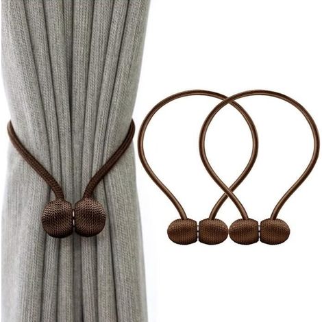 Embrasses à Rideaux Embrasse Rideau Aimantée Tressage Décoratifs Magnétiques Rideaux Boucle (Marron) (1/4)