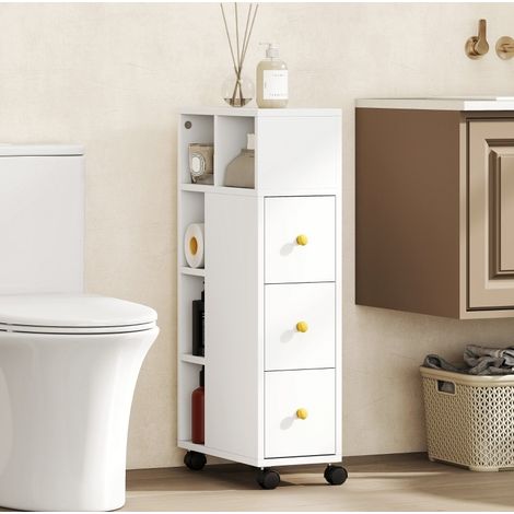 Badezimmerschrank 40x20x80 cm en panneau de particules blanc, gain de place salle de bain FloraGrace (1/5)