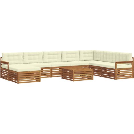 Set di divani da esterno con cuscino 9 pcs Naturale e Crema vidaXL (1/5)