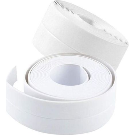Pack of 2 self-adhesive PVC caulk strips for kitchen sink, toilet, bathroom, shower and bathtub, 3.2 m x 3.8 cm, white (1/5)