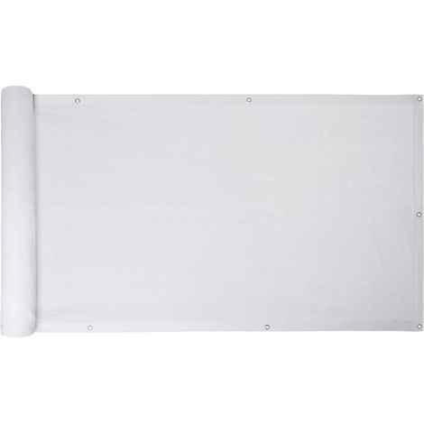 Estexo – Brise vue balcon en PEHD 6 m – Résistant aux UV – 75 cm de hauteur – Maille plastique pour occultation – Couleur blanche (1/3)