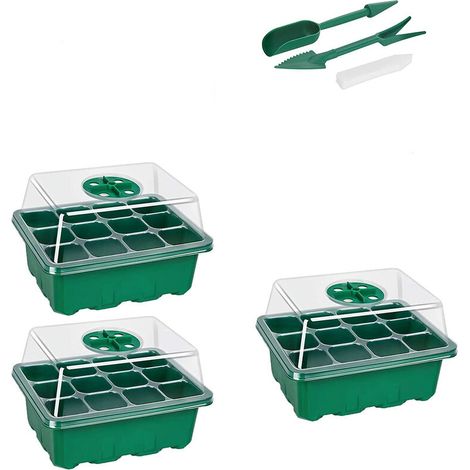 Plateau de démarrage pour semisPaquet de 6 36 cellules Plateaux de semis Kit de démarrage pour Plantes avec Couvercle à humidité réglable et Plateau de Base (Vert) (1/5)