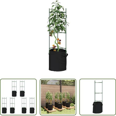 Pflanzenhalter - Tomatenkäfige mit Pflanzsäcken 6 Stk. 116 cm Stahl und PP (1/5)