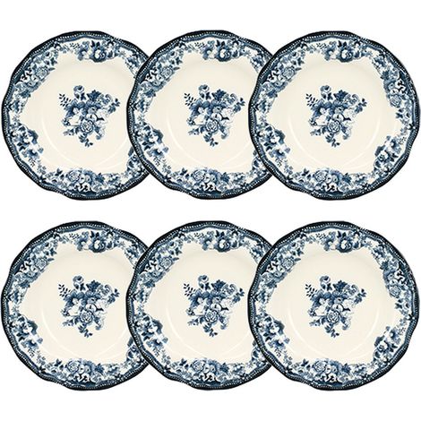 Lot de 6 assiettes creuses en grès 22cm, FAUSTINE