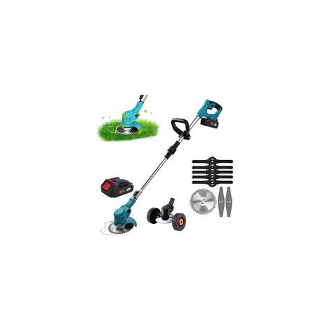 Tondeuse à gazon électrique sans fil 24 V avec batterie rechargeable, hauteur de coupe réglable, roues pivotantes et poignée télescopique pour une tonte rapide et ergonomique – batterie et chargeur in (1/5)