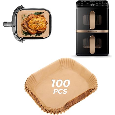 100 Pièces Papier Cuisson Air Fryer Accessoires pour Série 4000 – Air Fryer VerticalDuo 10L, Papier Sulfurisé pour NA460/00 Air Fryer, Moule Papier Air Fryer (1/5)