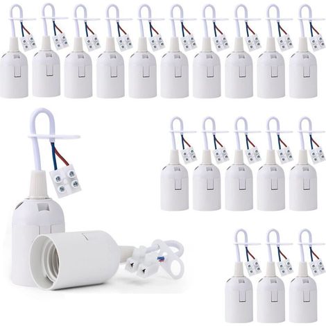 20 Piأ¨ces Douille de Lampe E27 Support Ampoule avec Testeur de Phase, Base de Lumiأ¨re Douille de Suspension Douille de Chantier Rأ©novation Douille de Rechange Douille de Bأ¢timent avec Cأ¢ble (Bla