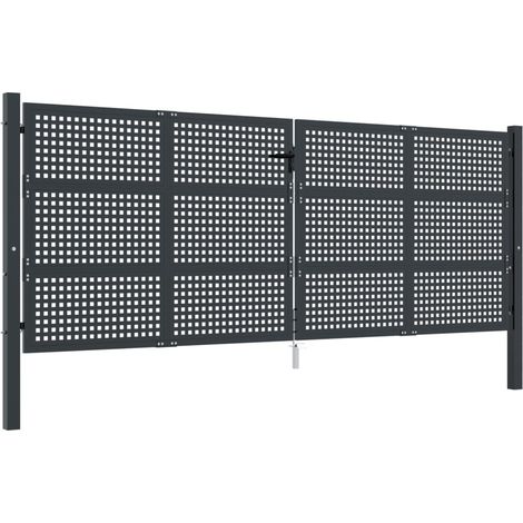 vidaXL Cancello Giardino Antracite 400x150 cm in Acciaio (1/5)