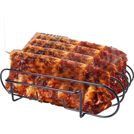 Support à côtes à 4 niveaux pour griller et fumer - Support vertical peu encombrant pour barbecue, réunions de famille et cuisine en plein air (1/5)