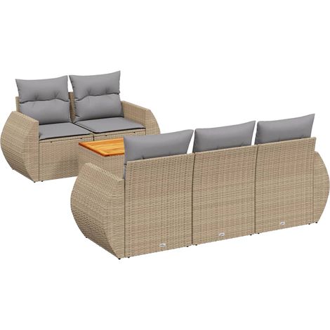 vidaXL Set Divano da Giardino 6 pz con Cuscini Beige in Polyrattan (1/5)