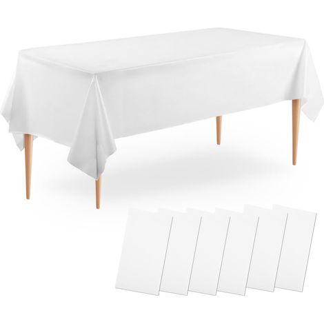 Lot de 6 Nappe Blanche Jetable en PEVA, Nappe Plastique pour Table Rectangulaire de 8 Pieds, Nappe 137 x 274 cm pour Décorations Mariage, de fête, d'anniversaire, de Banquet, Anniversaire (1/5)