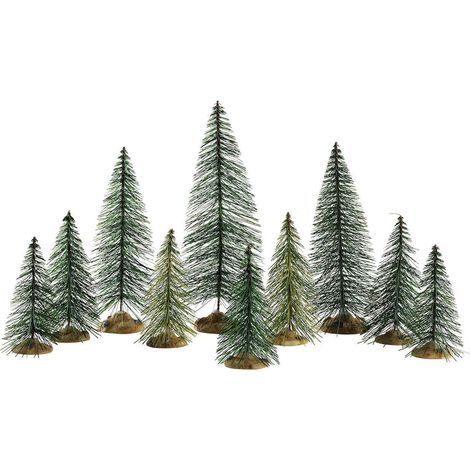 Ensemble de 10 sapins à aiguilles Lemax - Pour village de Noël