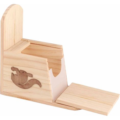 Mangeoire en bois pour écureuils, à utiliser à l'extérieur en hiver. (1/4)