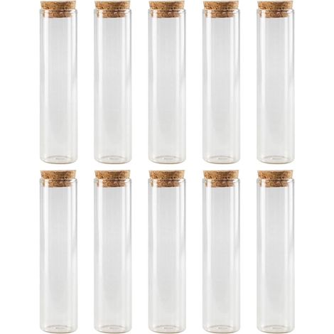 10 Tubes en verre, Bouchon liège, Récipient transparent, Stockage aliments, Cuisine (1/5)