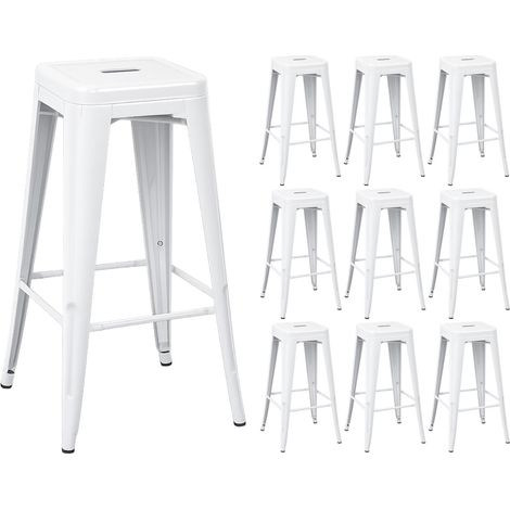 Confezione da 10 sgabelli impilabili in acciaio stile industriale, dimensioni medie 43x43x76 cm, Thinia Home