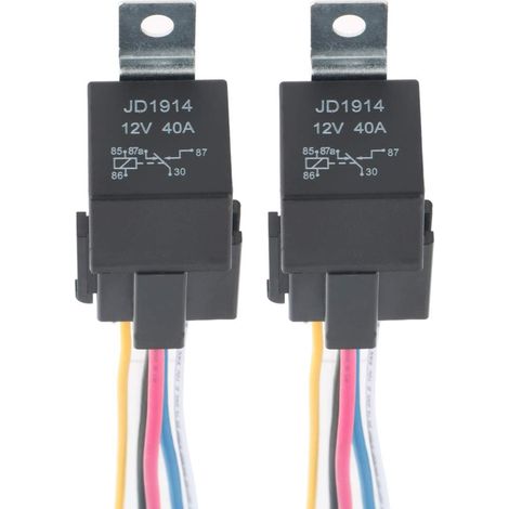 Relé automotriz SPDT de 5 pines, relé para coche de 12 V y 40 A con arnés de cableado de colores, contactor de relé de interruptor de potencia, interruptores y arrancadores de alta resistencia, imperm