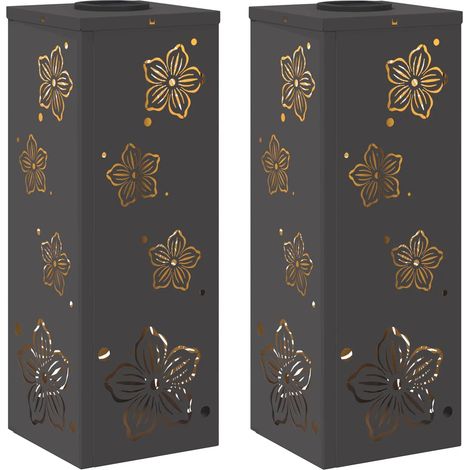 Set di 2 lampade da terra solari LED dal design moderno per giardino 18 x 18 x 50 cm in acciaio nero 020052552