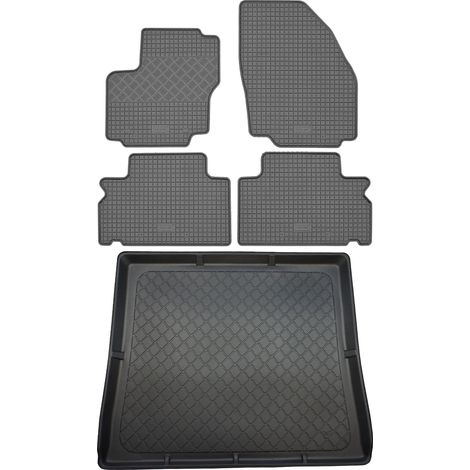Ensemble de tapis de sol en caoutchouc pour Ford Galaxy II VAN (5 portes) de juin 2006 à août 2015 : tapis de sol de voiture et tapis de coffre. (1/5)