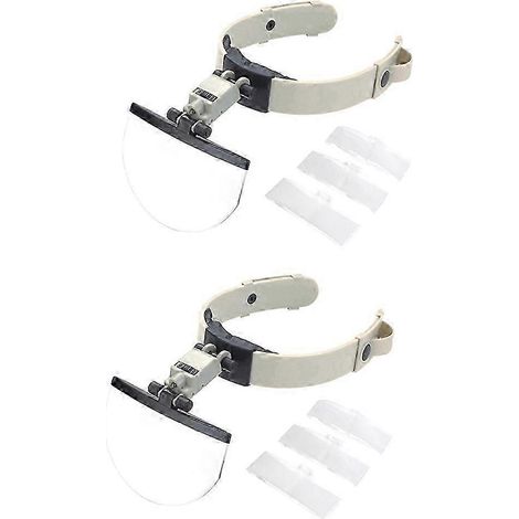 Deux paires de lunettes loupes frontales avec éclairage LED et fonction grossissante, lunettes frontales multi-lentilles à quatre lentilles. (1/5)