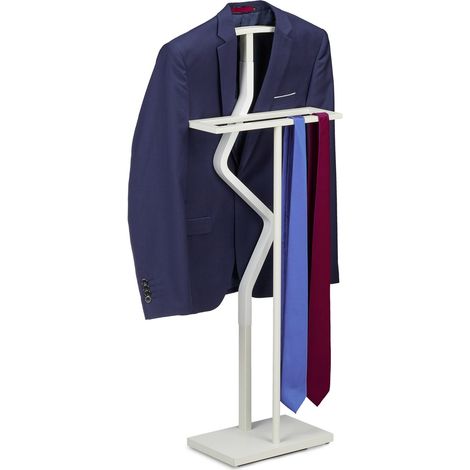 Perchero para trajes, 107 cm, blanco, efecto acero/madera