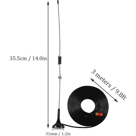 Antenne de voiture double bande UT-106UV SMA femelle avec base magnétique pour talkie-walkie et radio bidirectionnelle (1/5)
