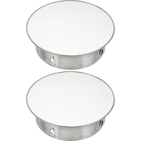 Set di 2 tappi per canna fumaria, coperture per foro camino, coperture per tubi, coperture per foro camino, tappi per camino in acciaio inox perforato Ø 100 mm, profondità 42 mm, argento (1/5)