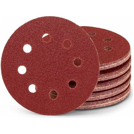 QORVA-Lot de 50 disques abrasifs professionnels - 8 trous - Diamètre : 125 mm - Grain : 180 - Pour ponceuse excentrique - Feuilles abrasives - Papier abrasif