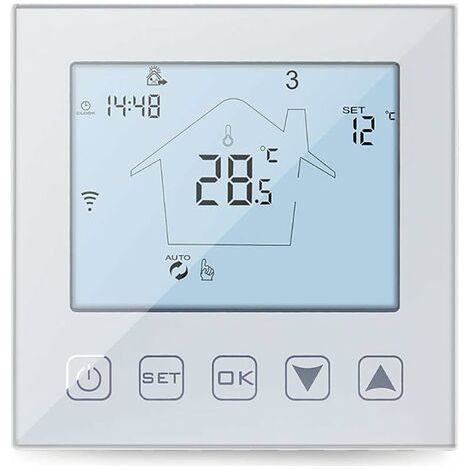 Pair - Thermostat WiFi Chauffage au Sol Eau 3A Alexa Google Assistant Compatible, Thermostat Connecté Thermostatique Plancher Chauffant à Eau Programmable Blanc (1/5)