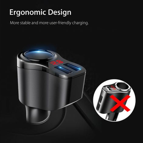 Chargeur Voiture 2 Ports USB 12V-24V Adaptateur Allume-Cigare Prise Multiprise Électrique (1/5)