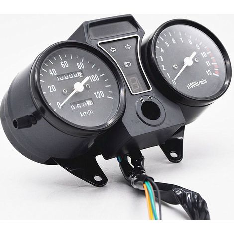 Modified dashboard assembly for FX90 motorcycle: tachometer, odometer and instrument panel. (1/5)