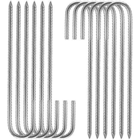 argent Piquets de fixation sol XL, Sardines, Lot de 10, galvanis, tente, 30 cm, Acier lectrozingu (1/4)