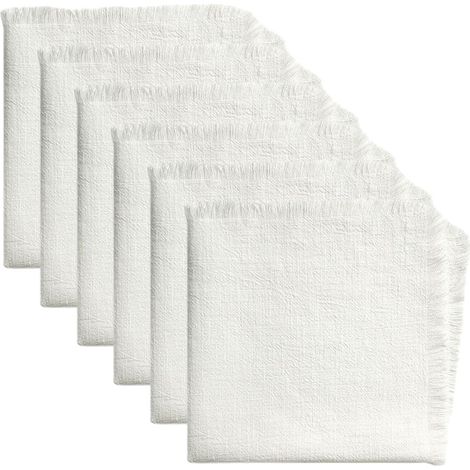 Serviette De Table - Coton Et Lin - 42 x 42 Cm - Rustique Vintage - Pour Mariage Baby Shower Fête - Lot De 6 (1/5)