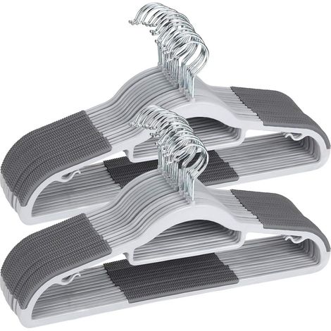 Lot de 20 cintres en Plastique très résistants pour vêtements secs et humides avec Coussinets antidérapants pour économiser de l'espace, 0,5 cm d'épaisseur (1/5)