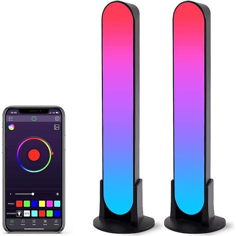 Lampe LED intelligente LIGHT, lampe de bureau RGB, lampe intelligente avec 19 modes dynamiques et modes de synchronisation musicale, lampe de jeu, barre LED, lumière d'ambiance pour TV, PC, chambre [E (1/5)
