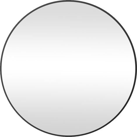 Miroir rond salle de bain avec cadre métallique noir, installation simple, Ø 70 x 2,5 cm, pour chambre, salon, entrée (1/5)