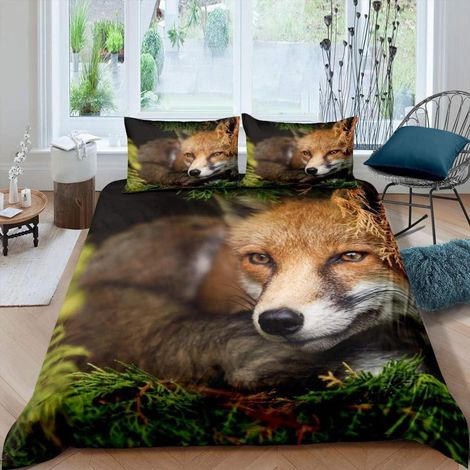 Bettwäsche-Set 200x200cm mit Fuchs-Motiv, 3D-Druck, für Kinderzimmer