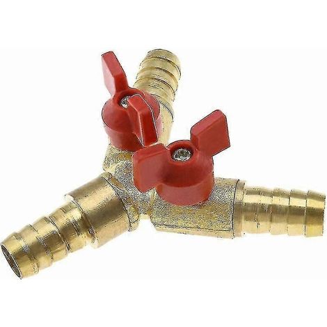 Raccord de tuyau en Y à 3 voies en laiton de 10 mm, compatible avec l'air, l'eau et le gaz. (1/2)