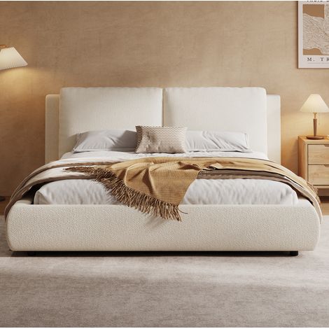 letto contenitore 180x200 bouclé beige imbottito OKMYHOME