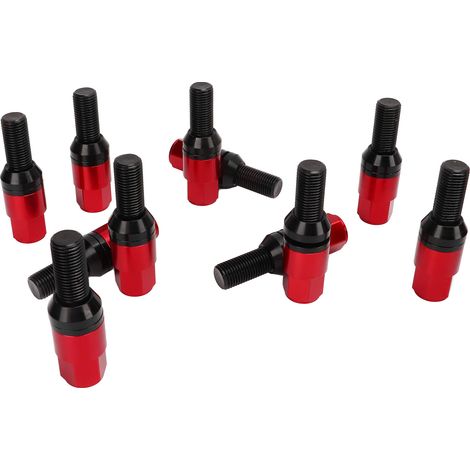 20 boulons et écrous coniques M14x1,5 pour moyeu de roue, pièces automobiles universelles, rouges. (1/5)