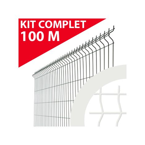 Cloture & Jardin – Kit grillage rigide blanc 100m – Acier thermolaqué – Maille 200x55mm – Hauteur 1,23m pour clôture esthétique (1/4)