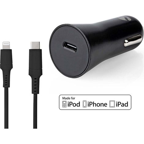 Cargador de coche 20W 1,67 / 2,22 / 3,0 A Número de salidas: 1 Tipo de puerto: USB-C™ Cable Lightning de 8 pines (suelto) 1,0 m Selección automática de voltaje (1/5)