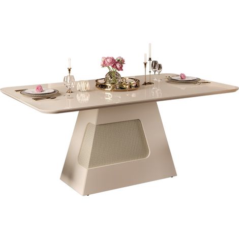 Table à Manger 6 Personnes Rectangle Blanc Ecru 180 x 80 x 90 cm (1/5)