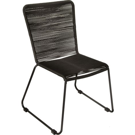 Gartensessel Gartenstuhl Outdoor-Seilstuhl Farbe Schwarz mit Eisen-Gestell in schwarz ISRA (1/5)