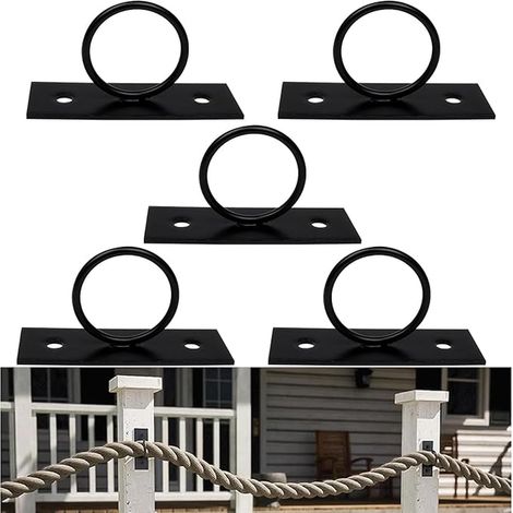 Supports de Corde, Anneau Support en Acier Inoxydable pour Jute Main Courante, Corde d'Escalier, Clôture, Crochets Muraux et Plafond (1/5)