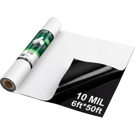 Bâche en Polyéthylène 1,83x15,24 m, Épaisseur 0,25 mm, Film Plastique Épais en Rouleau, Double Face Noir et Blanc, Résistant aux Déchirures, pour Peinture, Vide Sanitaire, Jardin et Désherbage (1/5)