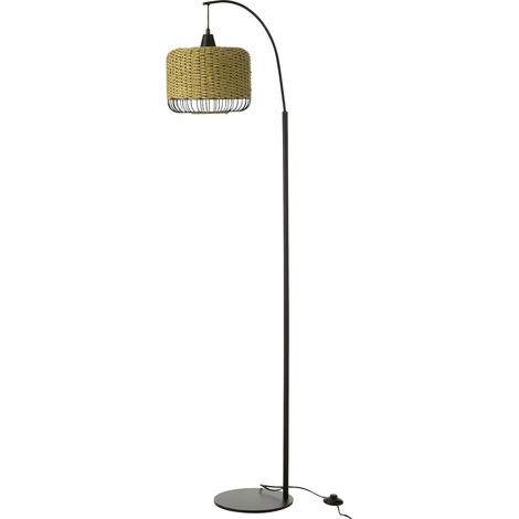 Lampadaire lanterne métal vert au design élégant pour salon - Vert tressé et métal noir (1/3)